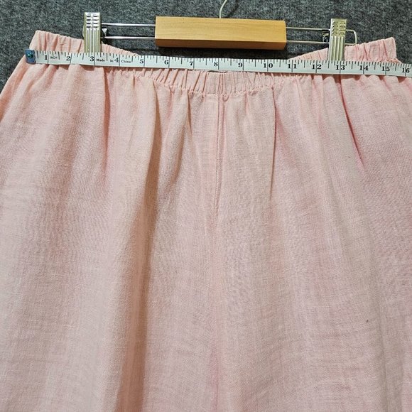 Russ Berens Pants Womens Size Large 100% Linen Pink Elastic Waist Loose Fit - Picture 7 of 15